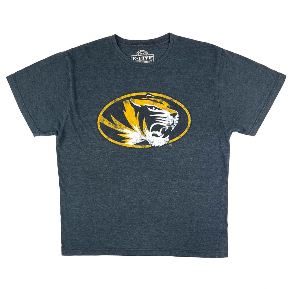E Five Mizzou Missouri Tigers Mascot Grey Graphic Tee